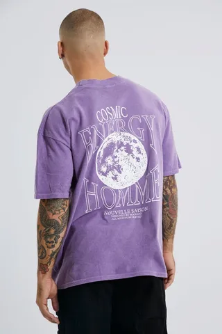Oversized Washed Cosmic Energy T-shirt