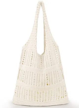 Crochet Bags for Women Summer Beach Tote Bag Aesthetic Hippie Knit Bag, Beige 