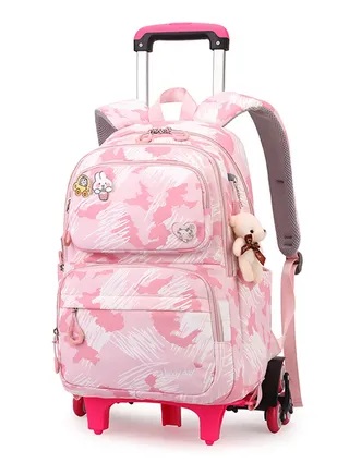 Rolling Backpack Travel Trolly BookBag School Wheeled Backpack for Boys Girls Kids Luggage School Bag with Wheels Trolley Backpack 