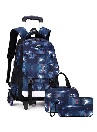 Rolling Backpack 3 in 1 Travel Trolly BookBag School Wheeled Backpack for Boys Girls Kids Luggage School Bag with Wheels Trolley Backpack 