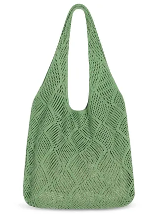 Crochet Mesh Beach Tote Bag Shoulder Handbags Knitting Hollow Summer Hobo Aesthetic for Women, Green 