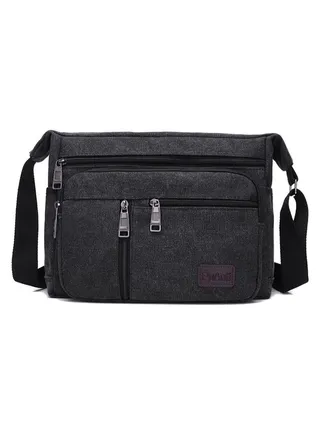 Canvas Shoulder Bag Crossbody Bag OutDoor Leisure Travel Backpack Black 