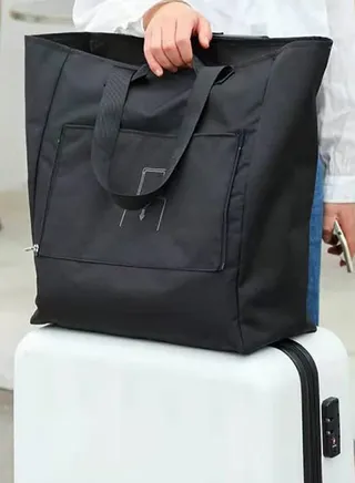 Foldable Travel Tote Bag Large Capacity Shopping Bag Black 