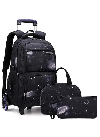 Rolling Backpack 3 in 1 Travel Trolly BookBag School Wheeled Backpack for Boys Girls Kids Luggage School Bag with Wheels Trolley Backpack 