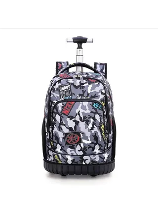 Kids Rolling Backpacks Fashion Printed Trolley School Bags Large Capacity Wheeled Kids' Luggage Bag 