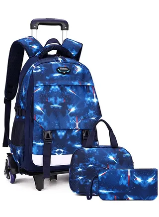 Rolling Backpack 3 in 1 Travel Trolly BookBag School Wheeled Backpack for Boys Girls Kids Luggage School Bag with Wheels Trolley Backpack 