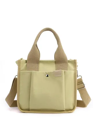 Large Capacity Multi-Pocket Handbag, Canvas Bag with Handle, Canvas Handbag for Women, Durable Multi Pocket Shoulder Bag, Reusable Wear Resistant Tote Purse 