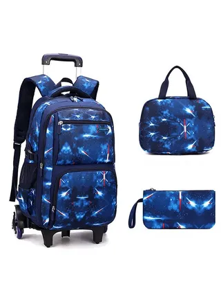 Rolling Backpack 3 in 1 Travel Trolly BookBag School Wheeled Backpack for Boys Girls Kids Luggage School Bag with Wheels Trolley Backpack 