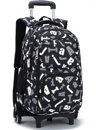 Boys Girls Students Wheeled Backpack Rolling School Bag Travel Trolley Book Bag for Kids Luggage Case 