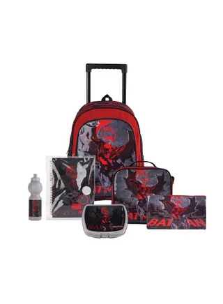 Warner Bros 6-Piece Batman Dark Hero Trolley Bag Set Red and Grey 16 Inch TBT236IN1C14-16 