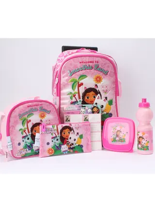Gabby's dollhouse Trolley Backpack Set of 6 Pieces 