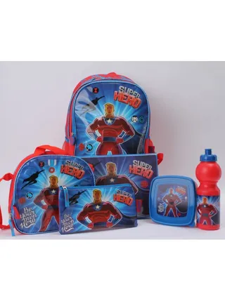 Super Hero Trolley Backpack Set of 45 Pieces 
