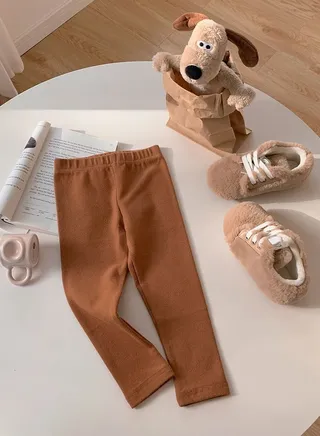 Kids Solid Color Thermal Underwear Pants Cotton Soft Long Johns Base Layer Bottom Children's Pajama Pants Dark Brown 