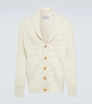 Cable-knit cashmere cardigan
