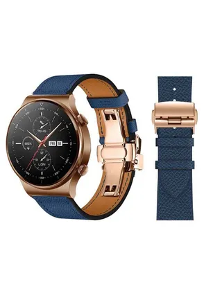 Genuine Leather Replacement Band 22mm For Huawei Watch GT2 Pro Blue 