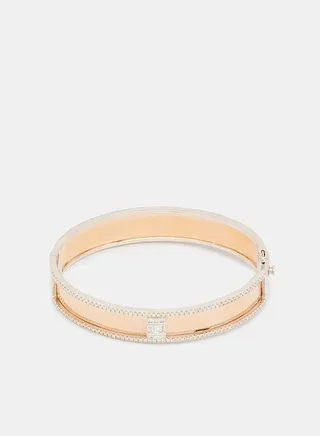 18Kt Rose Gold Bangles Studded with Natural Diamonds 