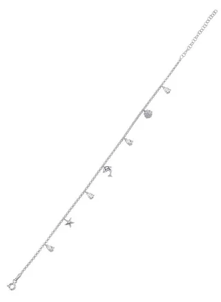 925 Sterling Silver Jewelry Rhodium Plated CZ Dangle Anklet 100% Precious Metal Gift for Women-EMNON2ANK 
