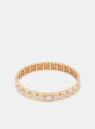 18Kt Rose Gold Bangles Studded with Natural Diamonds 