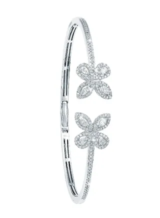 18K White Gold Butterfly Bangle 
