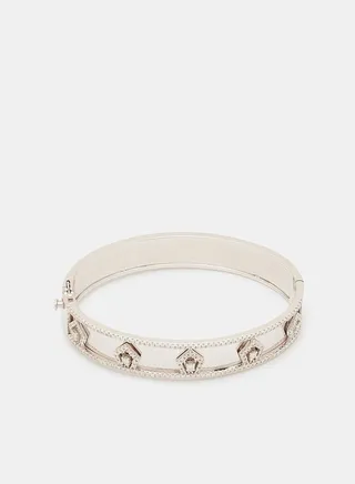 18Kt White Gold Bangles Studded with Natural Diamonds 
