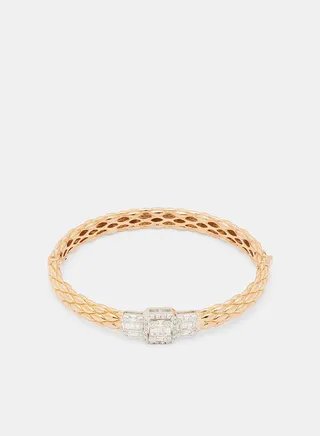 18Kt Rose+White Gold Bangles Studded with Natural Diamonds 