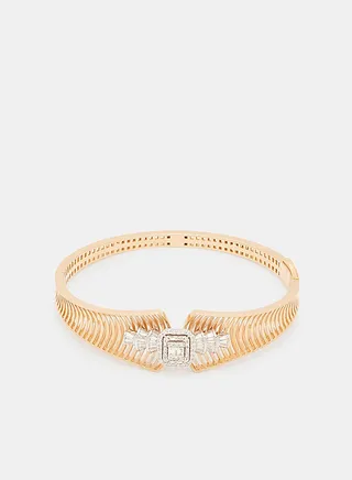 18Kt Rose Gold Bangles Studded with Natural Diamonds 