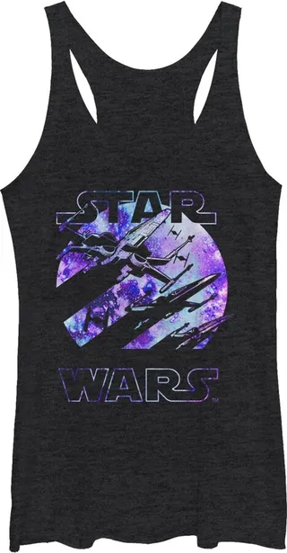 Women's Star Wars The Force Awakens X-Wing Racerback Tank Top - Black Heather - Medium