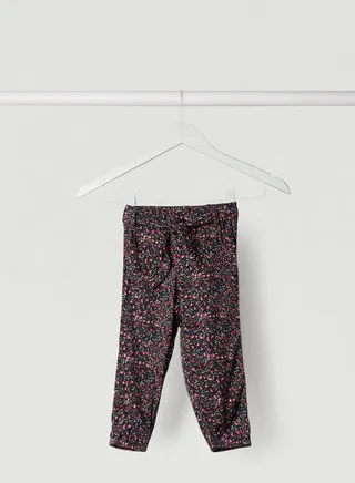 Floral Print Relaxed Fit Pants Dark Sapphire 