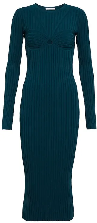 Ribbed-knit midi dress