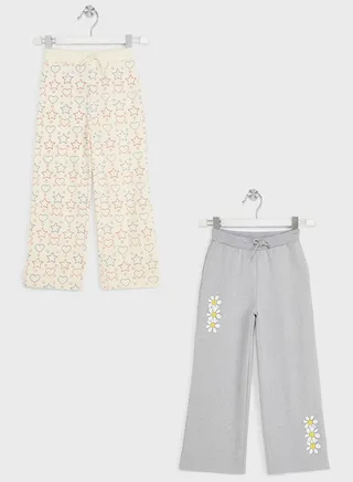 Girls Pack Of 2 Printed Pant Set 
