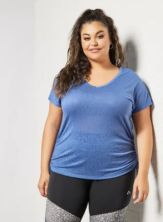 Plus Size V-Neck T-Shirt Blue 