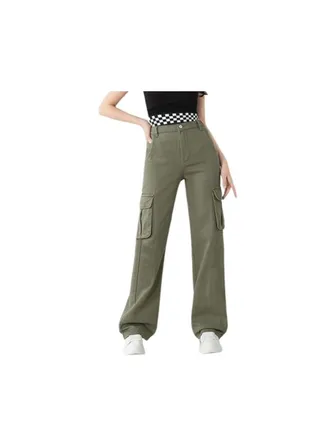 Jeans for girls, dark olive 
