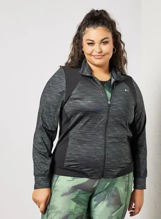 Plus Size Zip Through Hoodie Grey 
