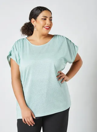 Plus Size Glitter Top Green 