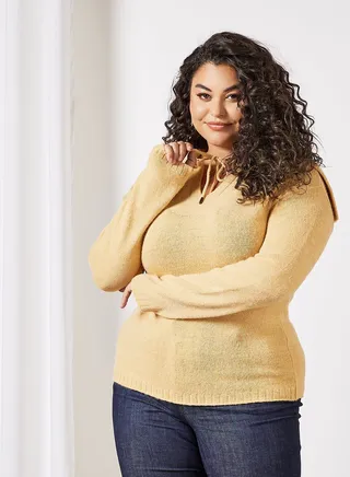 Plus Size Cape Neck Sweater Vanilla 