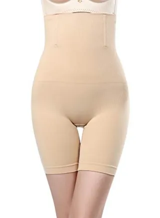 Women's Seamless Waist Trainer Tummy Control High Waist Thigh Shaper Shapewear, Beige 