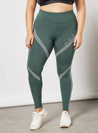 Curvy High Waist Training Leggings Green 
