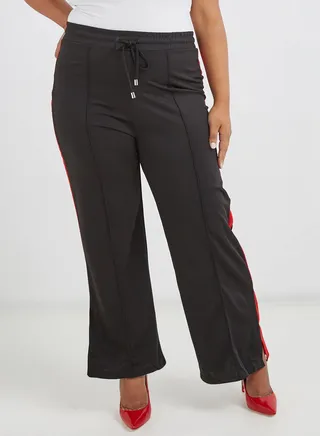 Wide Leg Side Stripe Pants Black 