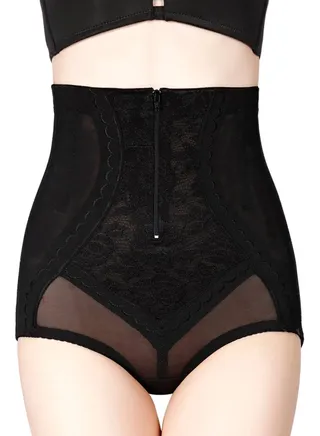 Postpartum Half Zip-Up Shapewear Black 