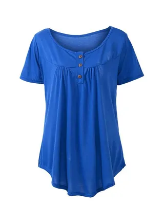 Solid Pleated Blouse Royal Blue 