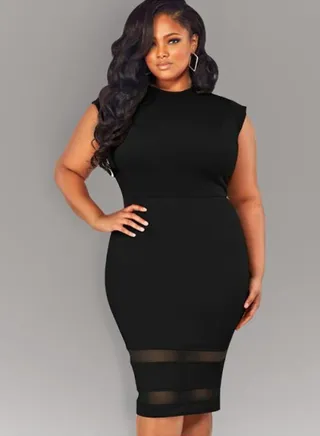 Slim Fit Midi Dress Black 