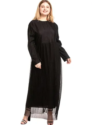 Mesh Polka Dot Dress Black 