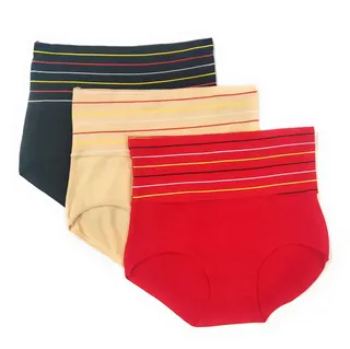 Women's Cotton High Waist Tummy Control/ Shaper/Tummy Tucker Panty Red/Black/Beige 