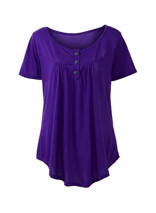 Solid Pleated Blouse Purple 