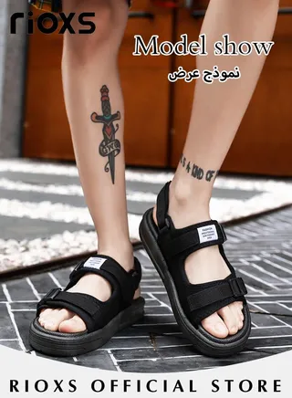 Men's Casual Open Toe Water Sandal Breathable Non-Slip Beach Sandals Pool Slide Adjustable Flat Shoes With Back-Strap 