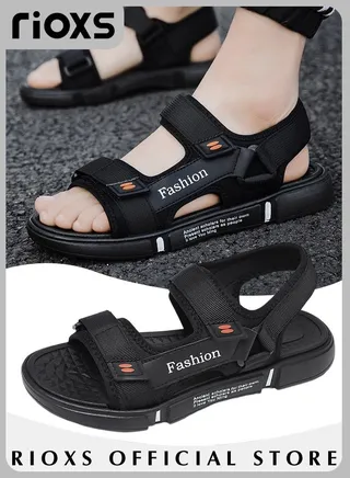 Men's Casual Open Toe Water Sandal Breathable Non-Slip Beach Sandals Sneakers Pool Slide Adjustable Flat Shoes With Back-Strap 