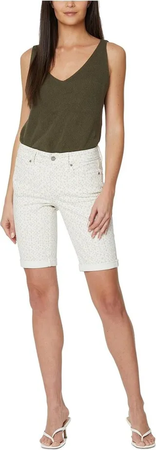 Womens Printed Faux Eyelet Denim Shorts