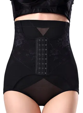 Floral Slimming Breathable Shapewear Black 