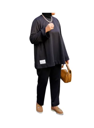 Modest Two-Piece Jersey Made Casual Top & Pant Suit Set 