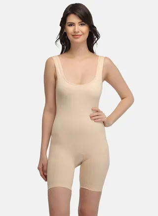 Clovia Laser-Cut No-Panty Lines High Compression Body Suit in Skin Beige 